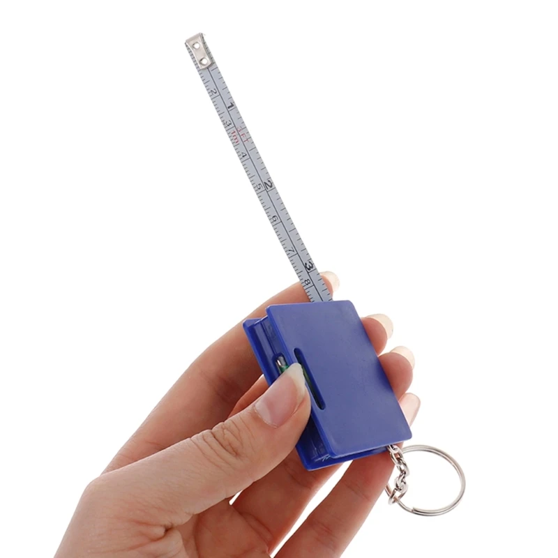 Multifunctional Key Rings Tape Measure with Horizontal Bubble Level Square Ruler