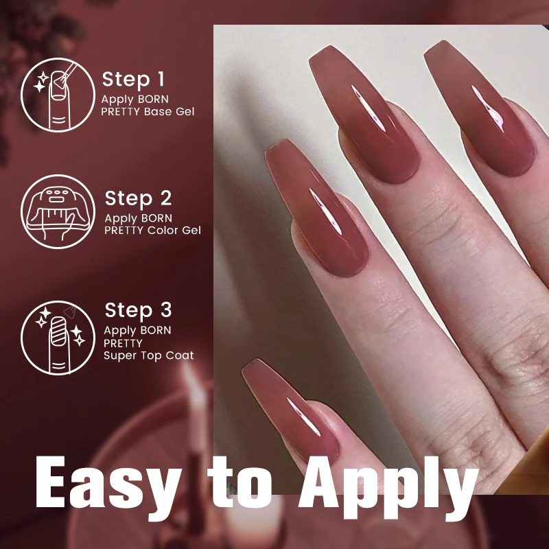 BORN PRETTY 10ml Nude Brown Jelly Nail Gel Polish Autumn Winter Transparent Soak Off UV LED Nail Gel for Nail Art Salon DIY image 6