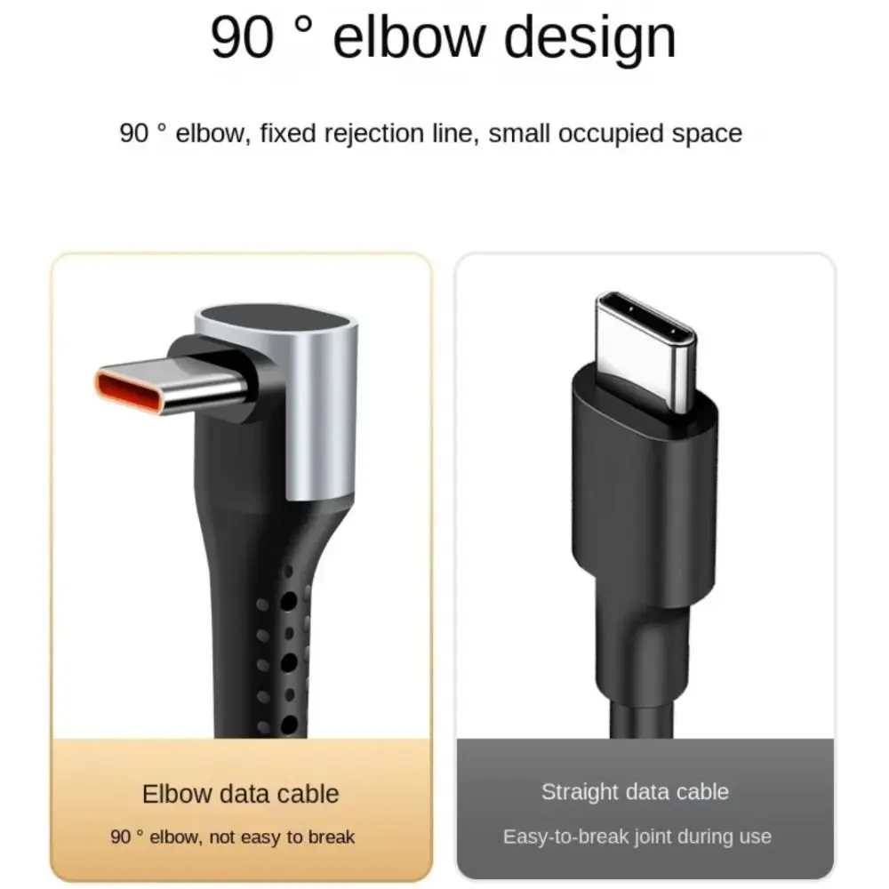 66w Schnell ladekabel 90 Grad Winkel 6a Typ c Ladele itung Feder gewinde körper Winkel Typ c bis Typ c Kabel Smartphone