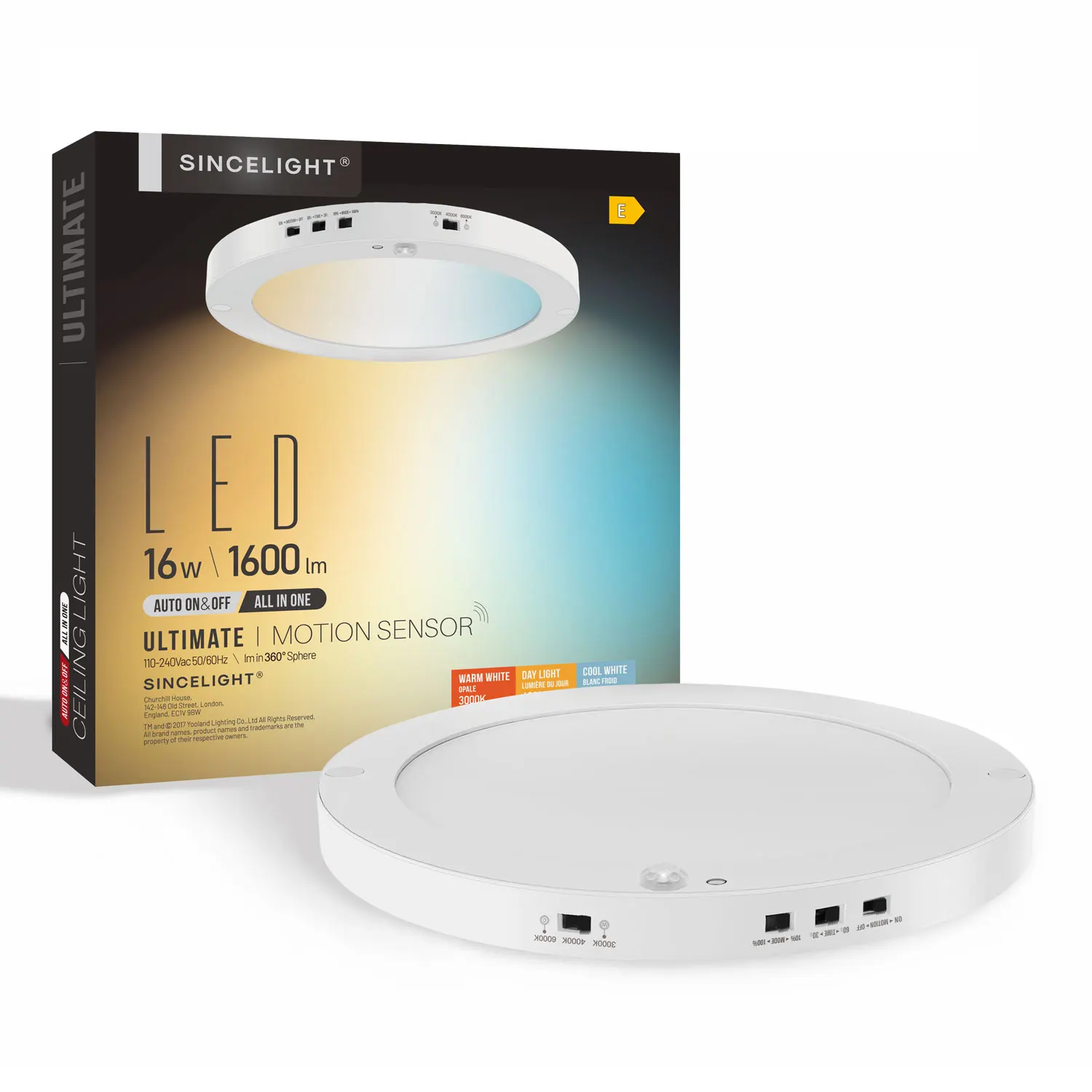Ultimate LED Motion Sensor Ceiling Light (All in ONE), 3CCT Warm to Cool Turnable, Multi-Mode Dusk to Dawn, Movement Activated