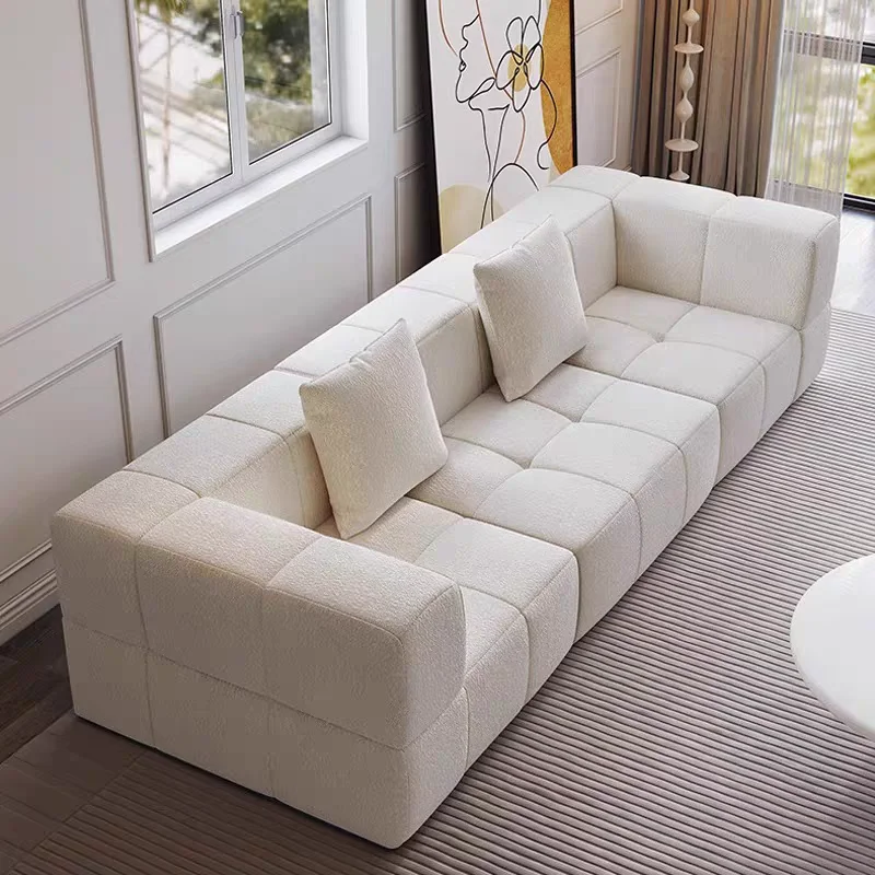 Milk white compression sofa set, suitable for living rooms, hotels, apartments, and straight row light luxury sofas GN124TB