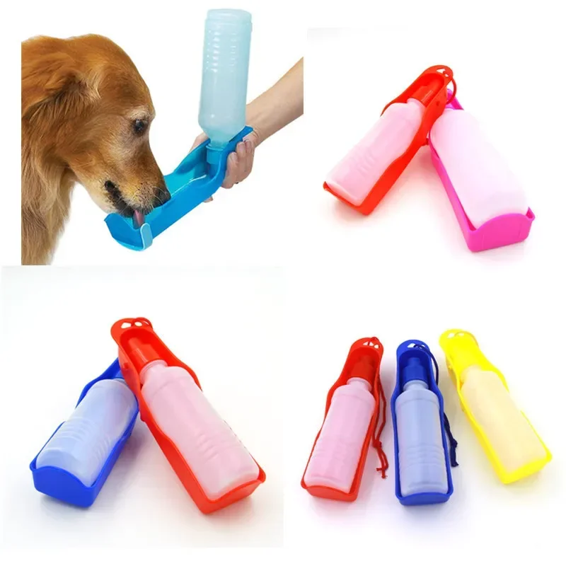 Botellas de agua potable plegables de colores para perros, contenedor de botella de agua para exprimir, portátil, de viaje, para cachorros, 250ml, 1 ud.