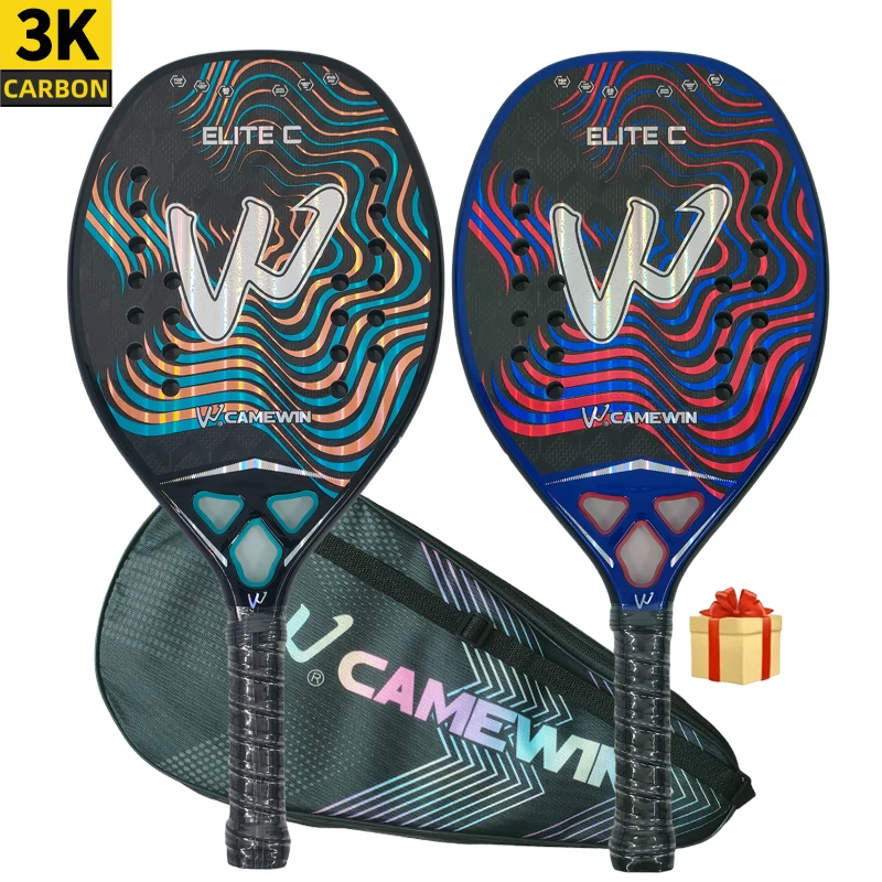 

The new 3k Beach tennis racket Stereoscopic pattern Full carbon fiber rough surface Deliver protective bag sweatband wrist care