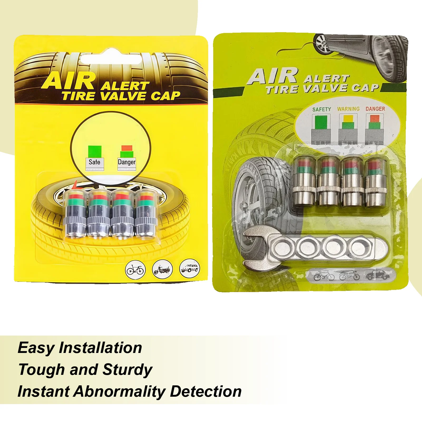 

Крышки контроля давления в шинах, 4 шт., индикатор датчика, оповещение, манометр в шинах, колпачки клапанов для путешествий на большие расстояния, мотоцикл