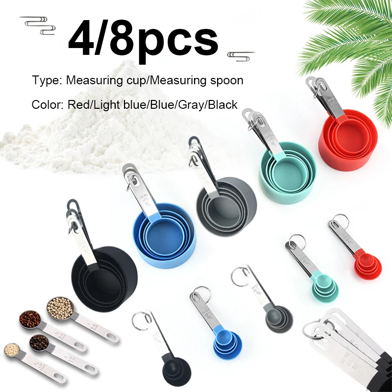 4pcs/1set  measuring table teaspoon multipurpose sugar spoon cake baking flour measuring cup household kitchen measuring spoon