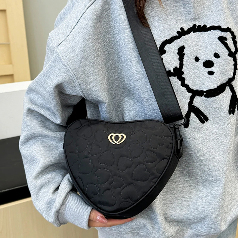 حقيبة كتف بنمط محايد للرجال والنساء، على شكل قلب بنمط قلب، حزام كتف قابل للفصل #4