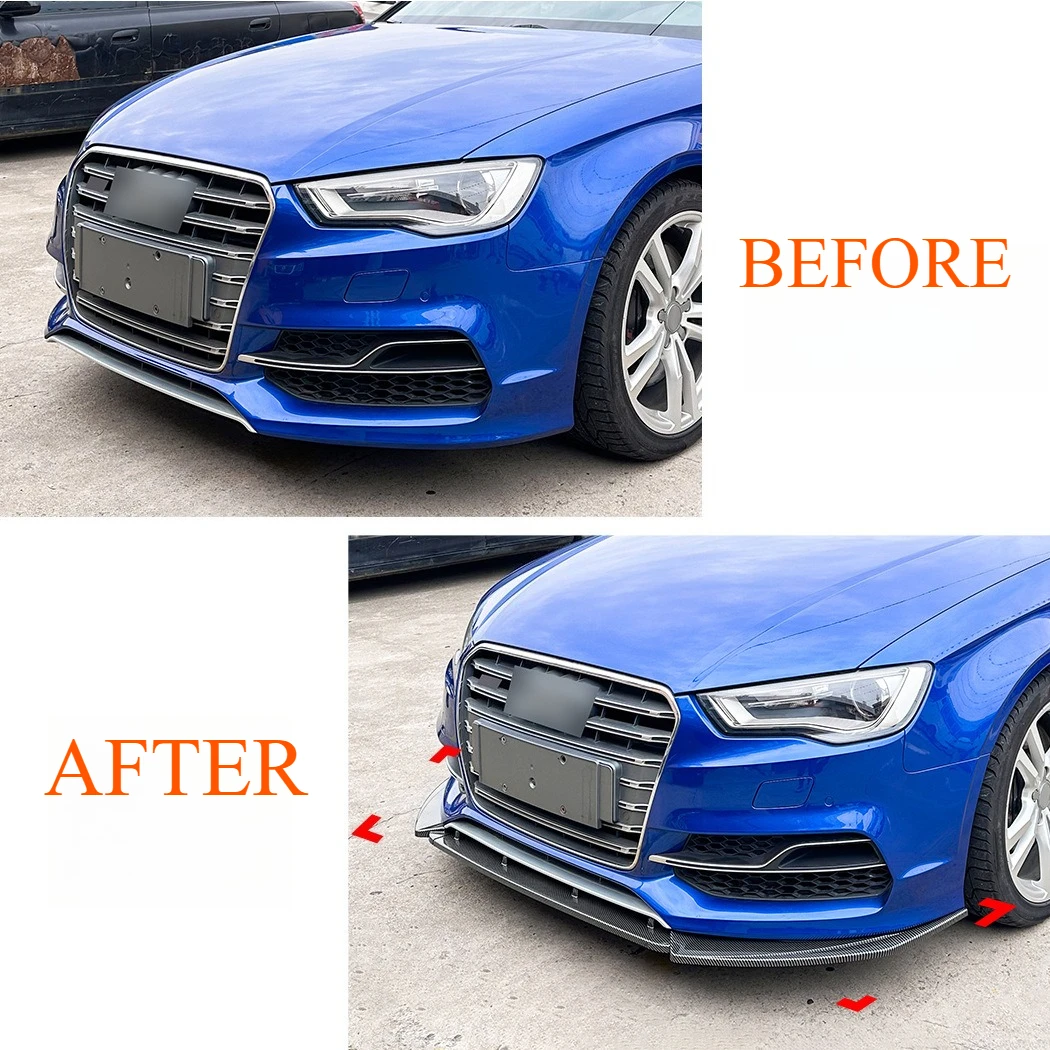 For Audi A3 S3 8V Standard TDI TFSI Saloon / Sportback 2013 2014 2015 2016 Front Bumper Spoiler Splitter Lip Diffuser Body Kit view 2