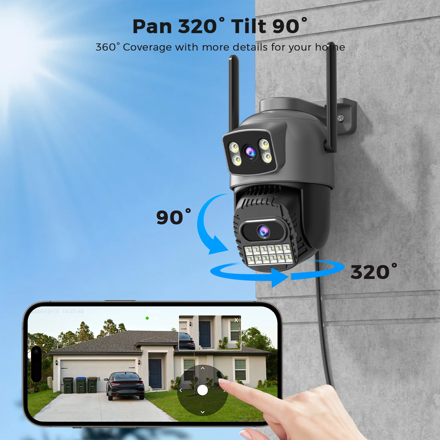 Imagem -03 - Wifi Vigilância ao ar Livre 8mp 4k Lente Dupla ai Humano Detectar Cruzeiro Automático 2.4ghz & 5ghz Wifi sem Fio de Segurança Câmera ip Ptz 10mp 5k