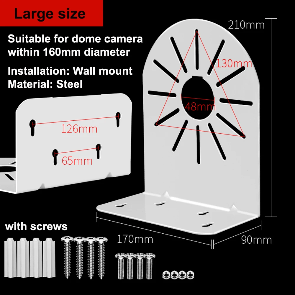 2.5'' 4.5'' 6.5'' Right Angle Wall/Ceiling Mount Bracket Holder Monitoring Hemisphere Support for Hikvision Dahua IP Dome Camera