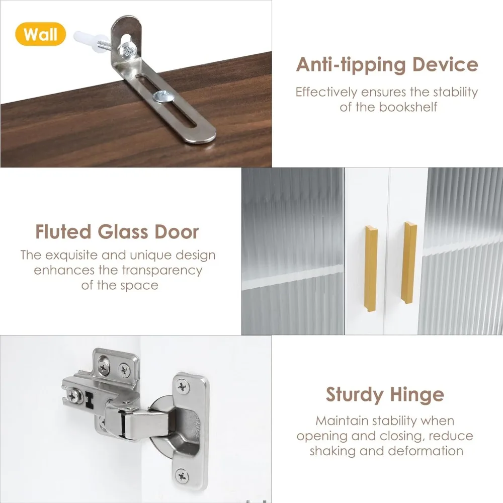 خزانة تخزين طويلة، خزانة مخزن المطبخ 73 بوصة مع أبواب، رف مفتوح لخزانة المطبخ، خزانة كتب طويلة من 5 طبقات مع مساحة تخزين لـ #5