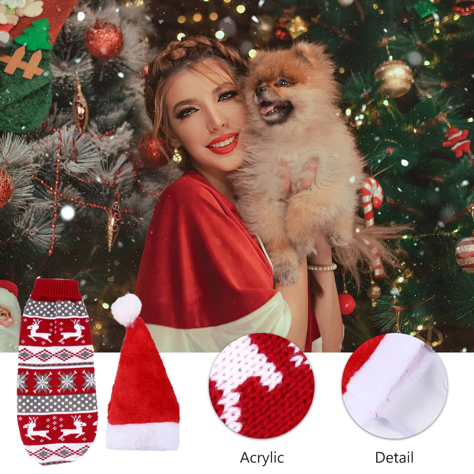 

2 Pcs Reindeer Pet Clothes Dog Funny Costume Winter Sweater Christmas Sweaters Puppy Cat