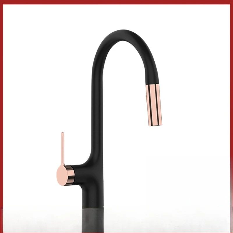 

Nordic black pull-out faucet, kitchen smart sensing