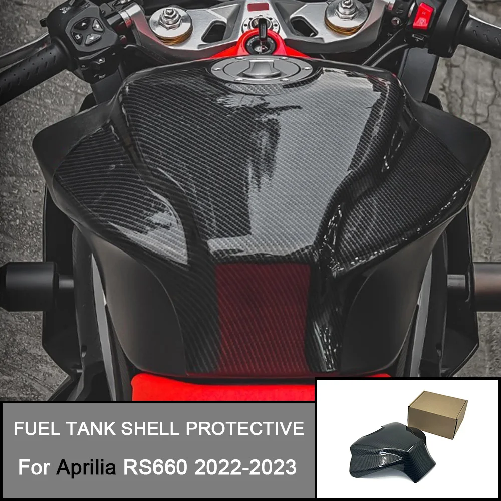Cubierta de tanque de combustible con patrón de fibra de carbono modificado para motocicleta Aprilia RS600 RS 600 2022 2023, carcasa protectora para tanque de combustible