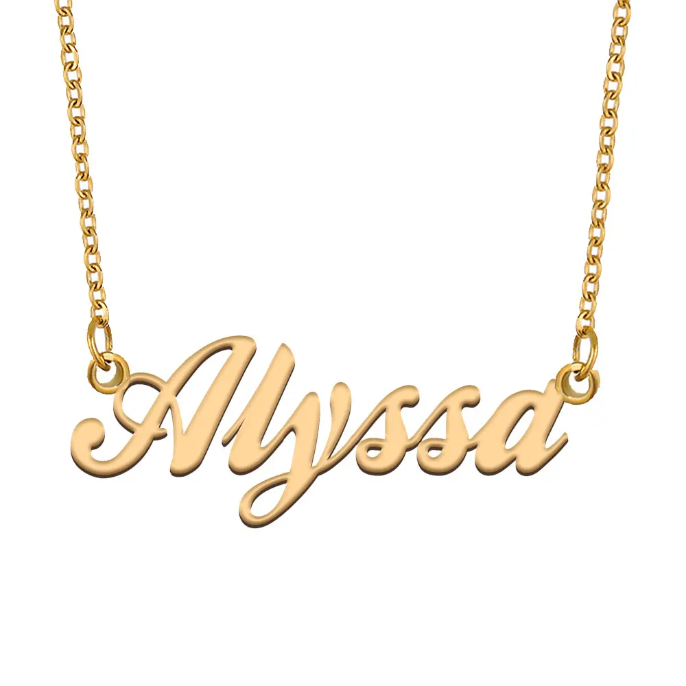 Alyssa Name Necklace for Women Stainless Steel Jewelry Gold Plated Nameplate Pendant Femme Mothers Girlfriend Gift