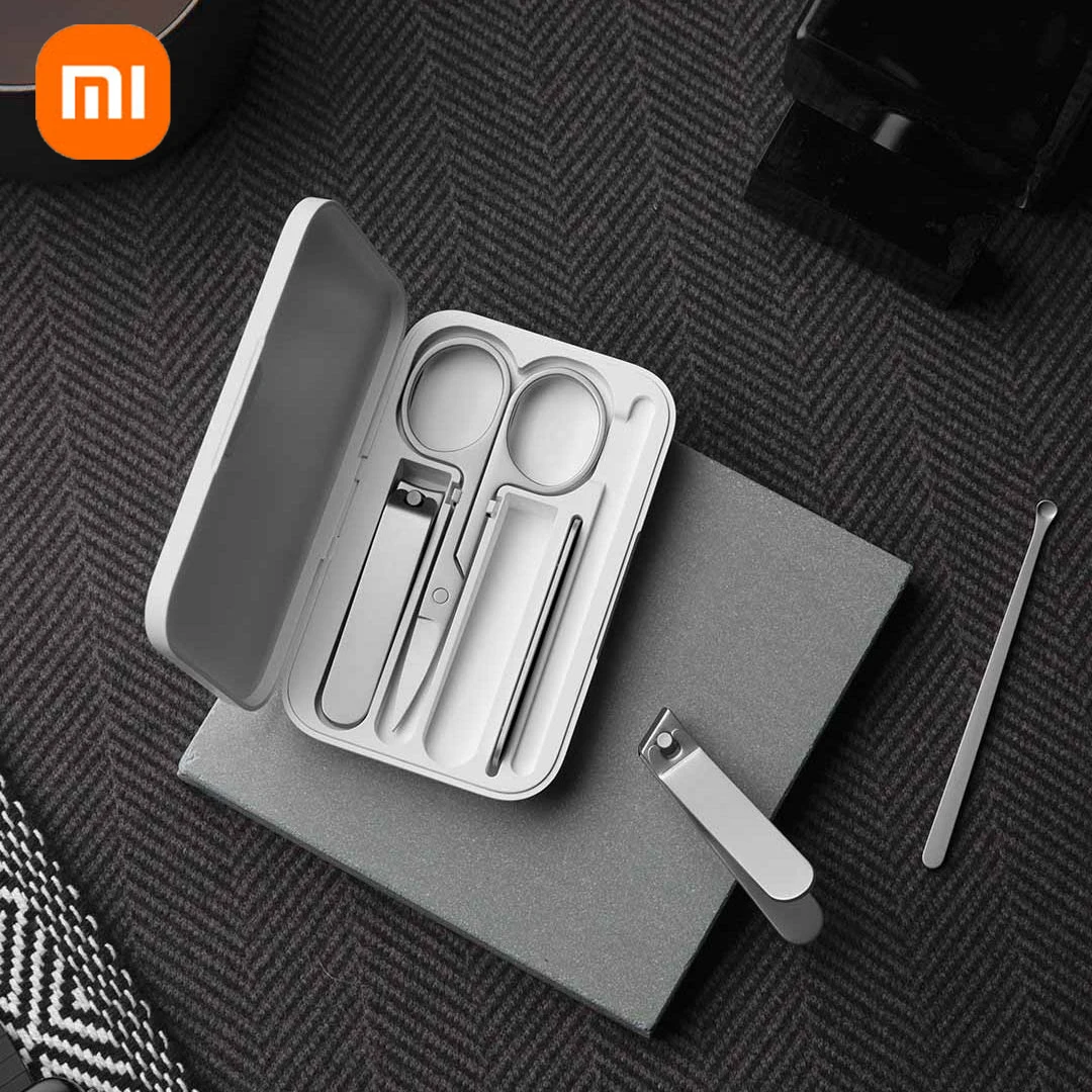 Xiaomi Mijia-cortaúñas de acero inoxidable 420 5 en 1, cortaúñas portátil para pedicura, lima de uñas con carcasa de almacenamiento antisalpicaduras