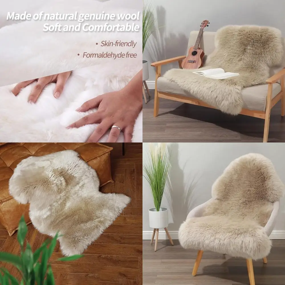 

Authentic Australian Sheepskin Rug, Creamy Gray, 2ft x 3ft for Kids' Bedroom, Sofa, Chair
