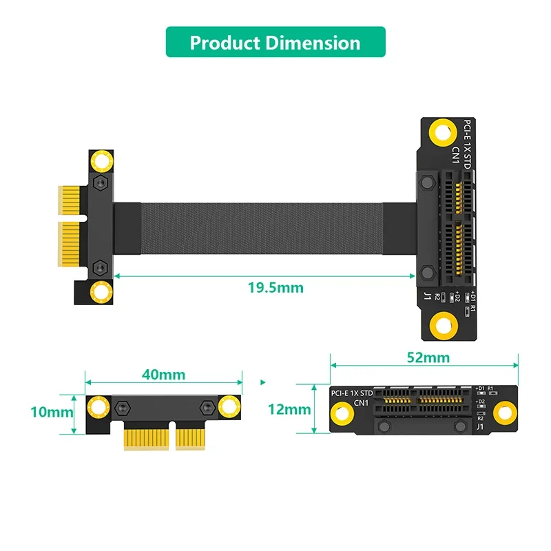 PCIE X1 Extender Riser Cable PCI Express 36Pin GEN3 8G 1X Male to Female 270 Degree Reverse PCI-E Slot Extension Flexible Cable