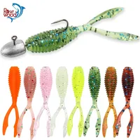 Rosewood Double Tail Soft Lure Fishing Bait 3.6cm Rock Fishing Drop Shot Mocro Ice Worm Swimbait Leurre Souple 10pcs/Pack