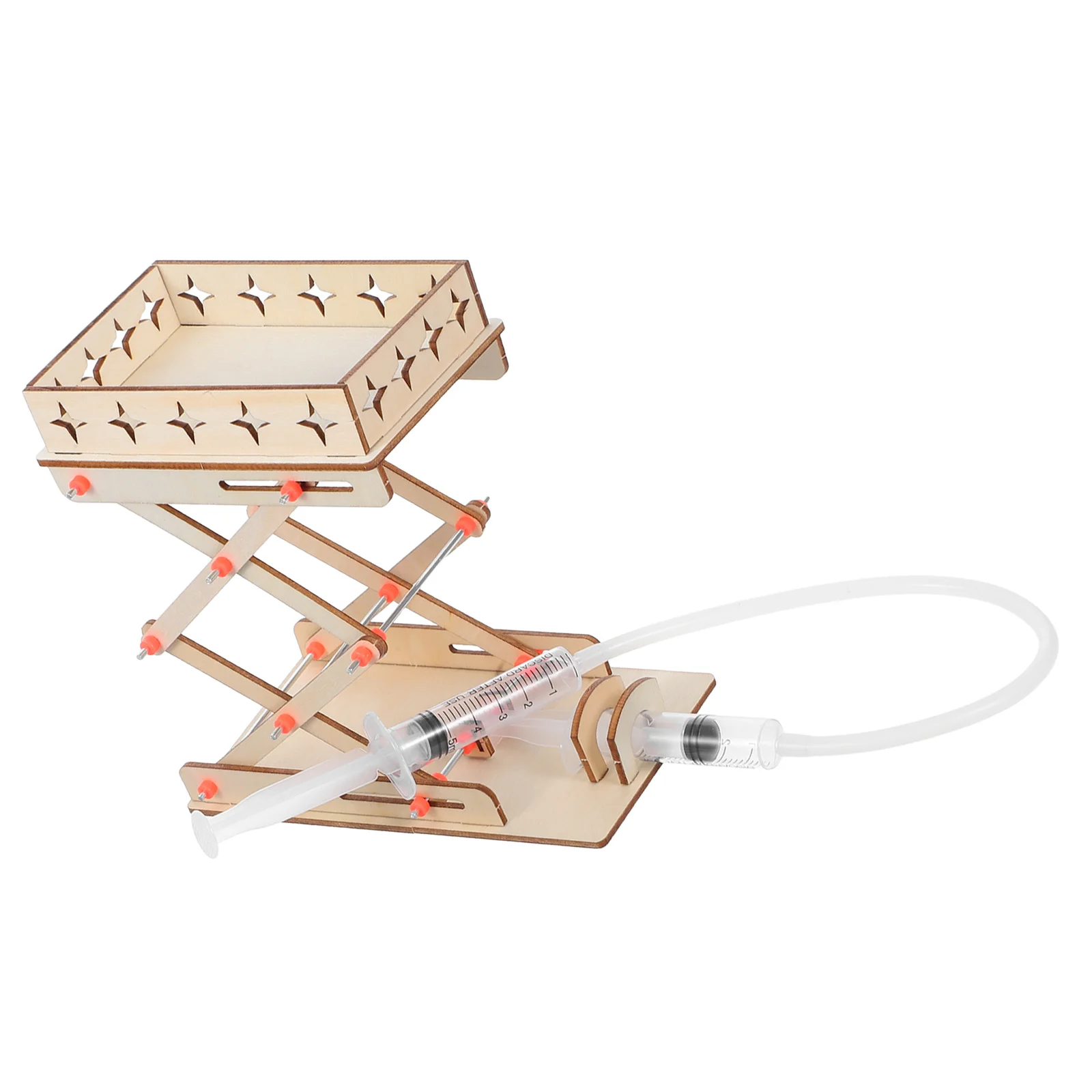 1Set Kit di esperimenti scientifici per macchina da laboratorio in legno con piattaforma di sollevamento idraulico fai-da-te per bambini Apprendimento pratico dell'attività dello stelo