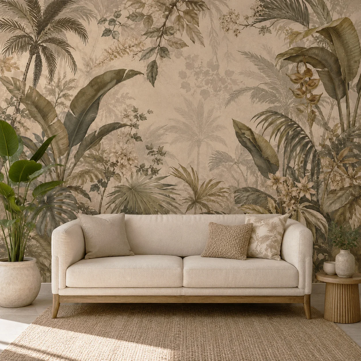 Vintage Tropical Jungle Mural Wallpaper Palm Banana Leaves Botanical Wall Art Living Room Non Self Adhesive Glue Required