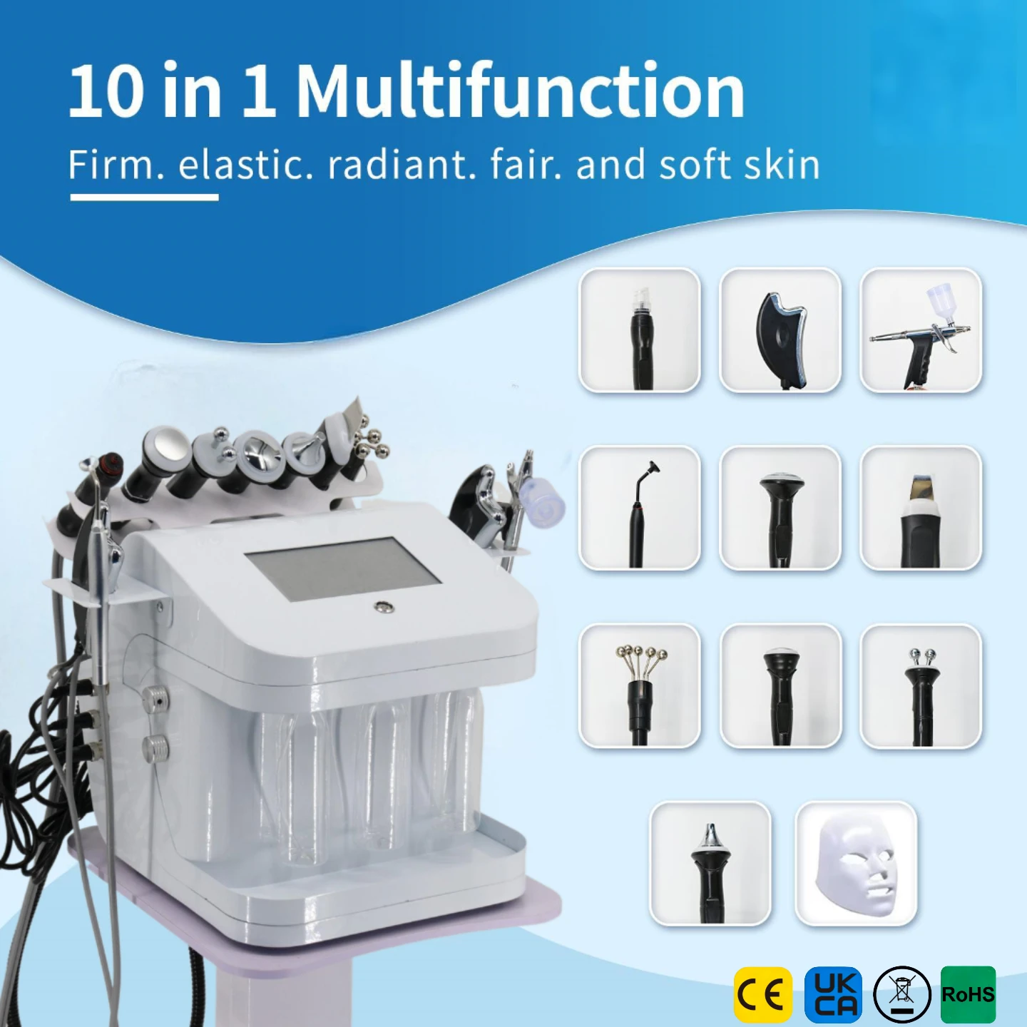 Appareil de soin du visage par hydrodermabrasion 10 en 1, H2O2 Aqua Peel, jet d'eau et d'oxygène, nettoyage en profondeur, radiofréquence, lifting du visage, rajeunissement de la peau, SPA D