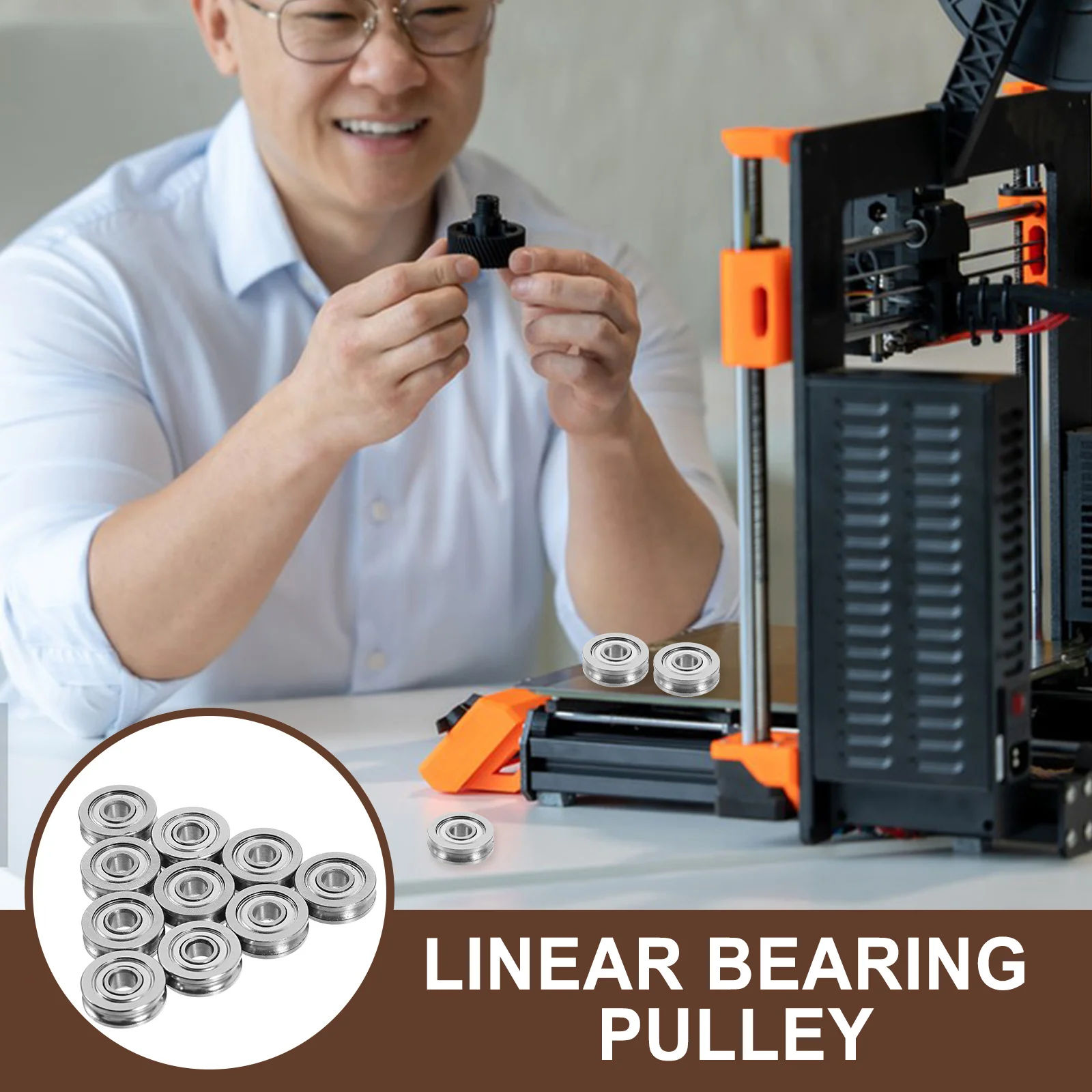 

10Pcs 3D Printer Linear Bearing Pulley Wheel High Precision Metal Pulley Wheels Extruder Parts Replacement 3D Printer Accessory