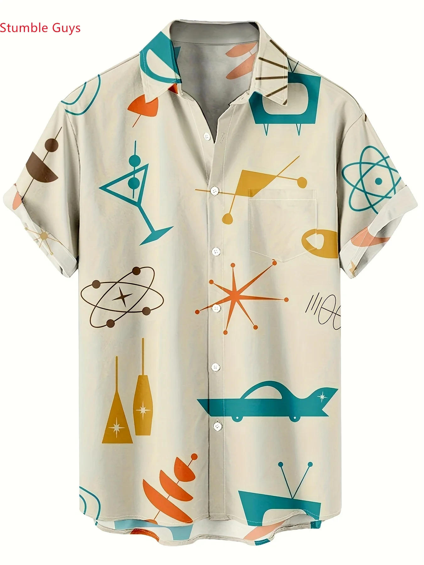 

Summer High Street Fashion Men's Hawaiian Shirt Man Short Sleeve Loose Print Casual Beach Party Street Style Tops