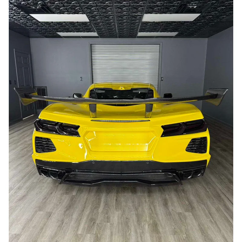 High Quality Glossy Carbon Fiber Rear Trunk Tail Wing Fits C8 Stingray