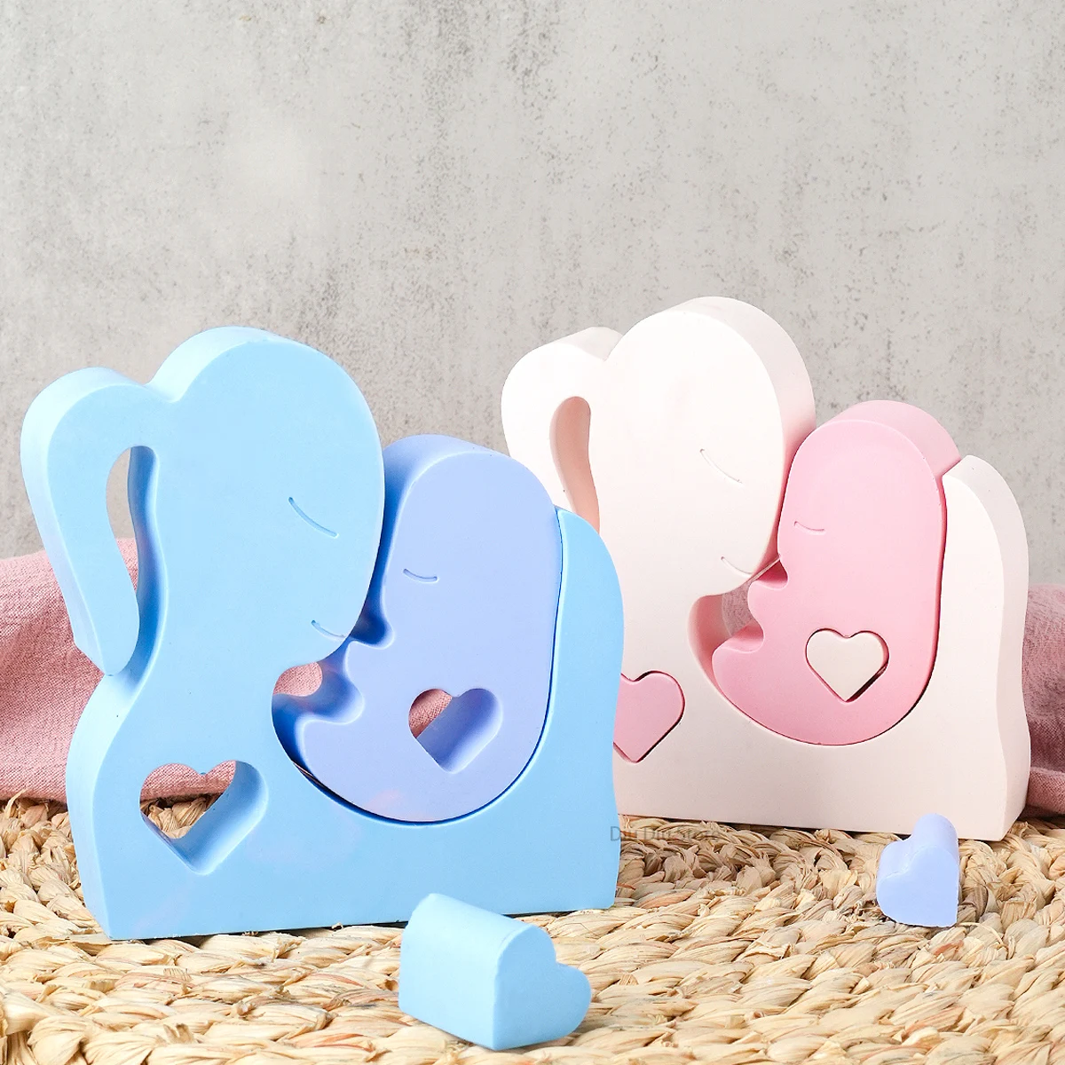 Mother Baby Parent-Child Puzzle Silicone Candle Mold DIY Mother's Day Ornament Making Plaster Resin Craft Gifts Molds Home Decor