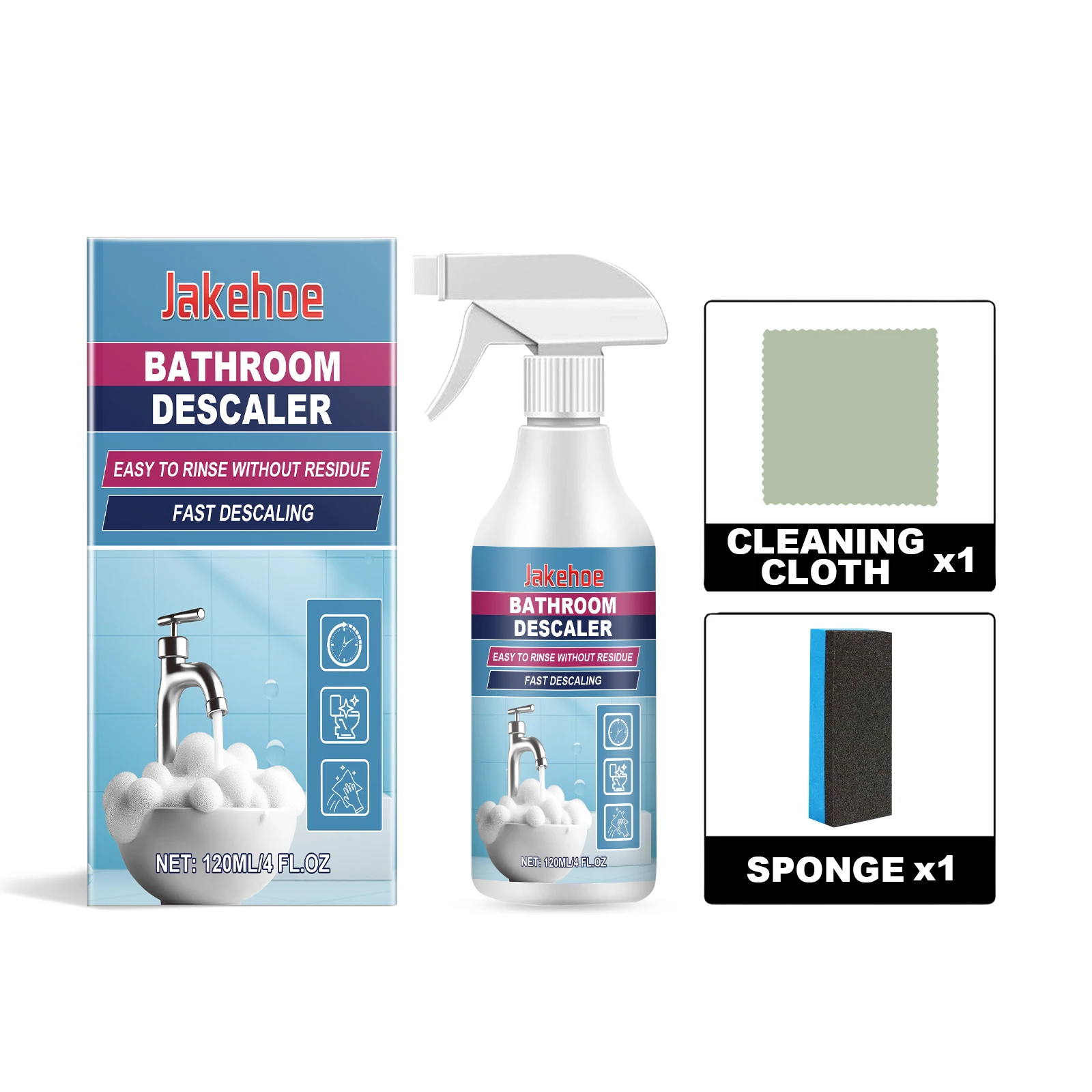 Jakehoe Limpiador de manchas difíciles Limpiadores descalcificadores de baño Limpiador de espuma multiusos para baño Spray descalcificador para inodoro