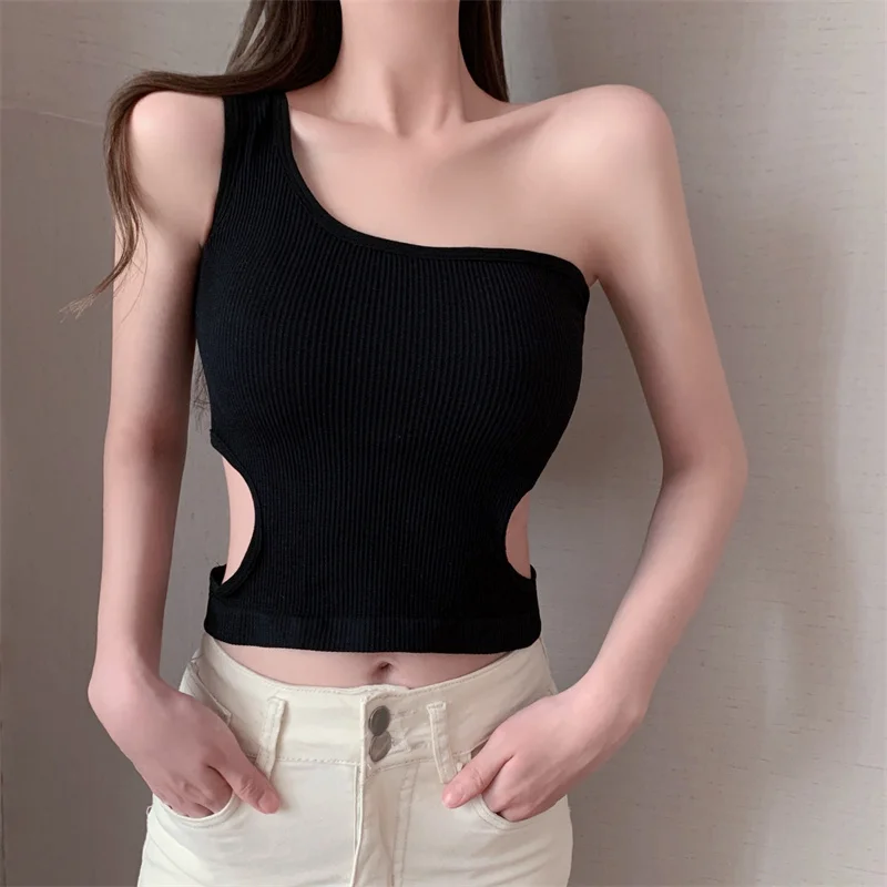 Women's Integrated Strapless Vest Top Summer Outerwear Inner Match with Chest Pad Short Base Shirt Innerwear Nylon Spandex