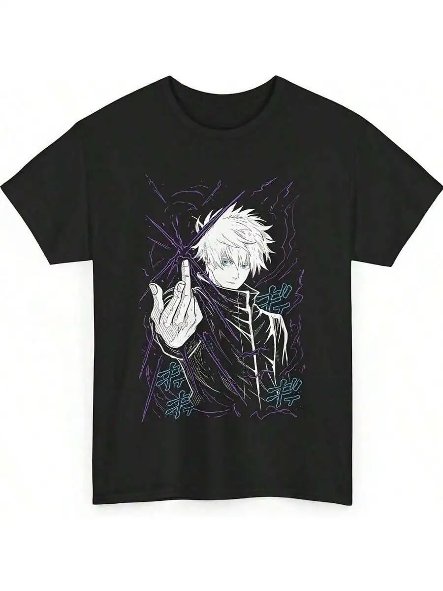 Camiseta de Anime Jujutsu Kaisen Unisex, Camiseta de Algodón Japonés con Estampado de Satoru Gojo, Ropa de Verano, Tops de Verano, Atuendo para Conciertos, Vacaciones
