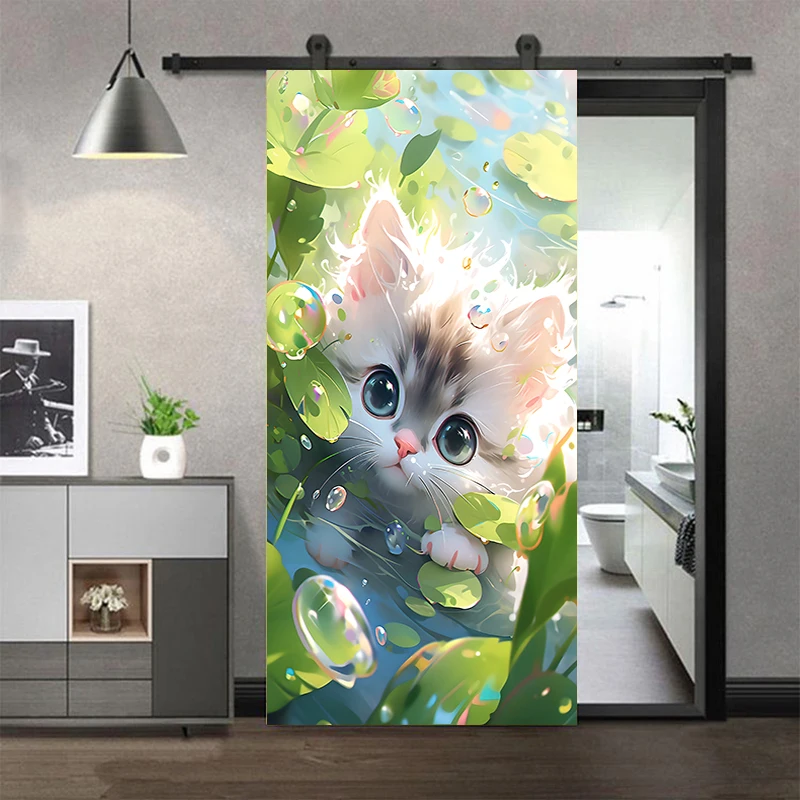 

3d Door Stickers Vinyl Wallpaper Diy Animal Decoration Home Design Decal Murals