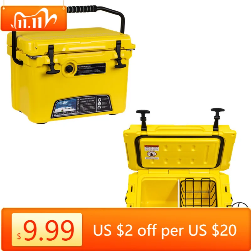 20L KUER Portable Outdoor Insulated Cooler Bag With Handle For Bottles Drinks Cold Preservation