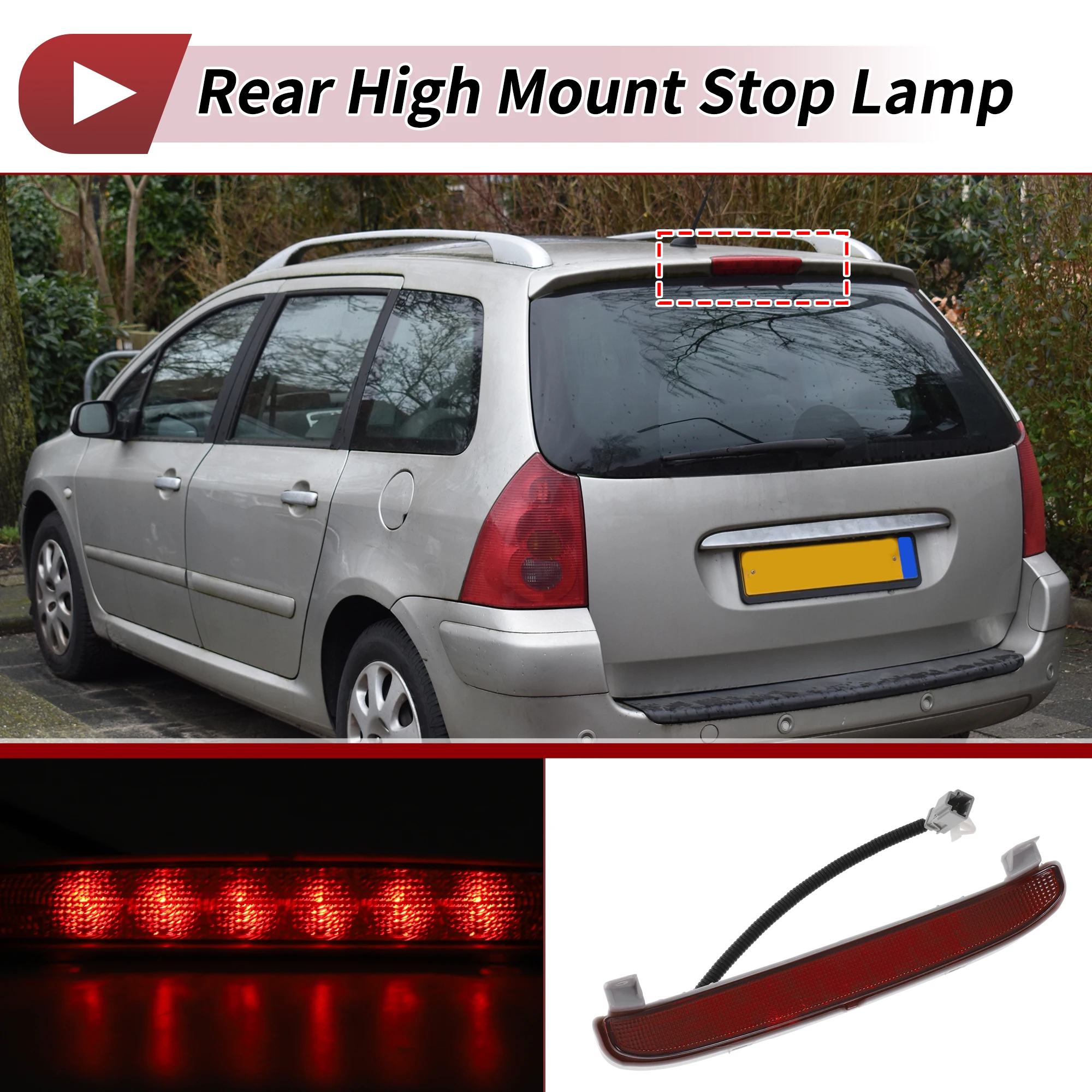 UXCELL Red LED Third Brake Light for Honda Civic EX 2 Door Coupe No.34270SVAA01