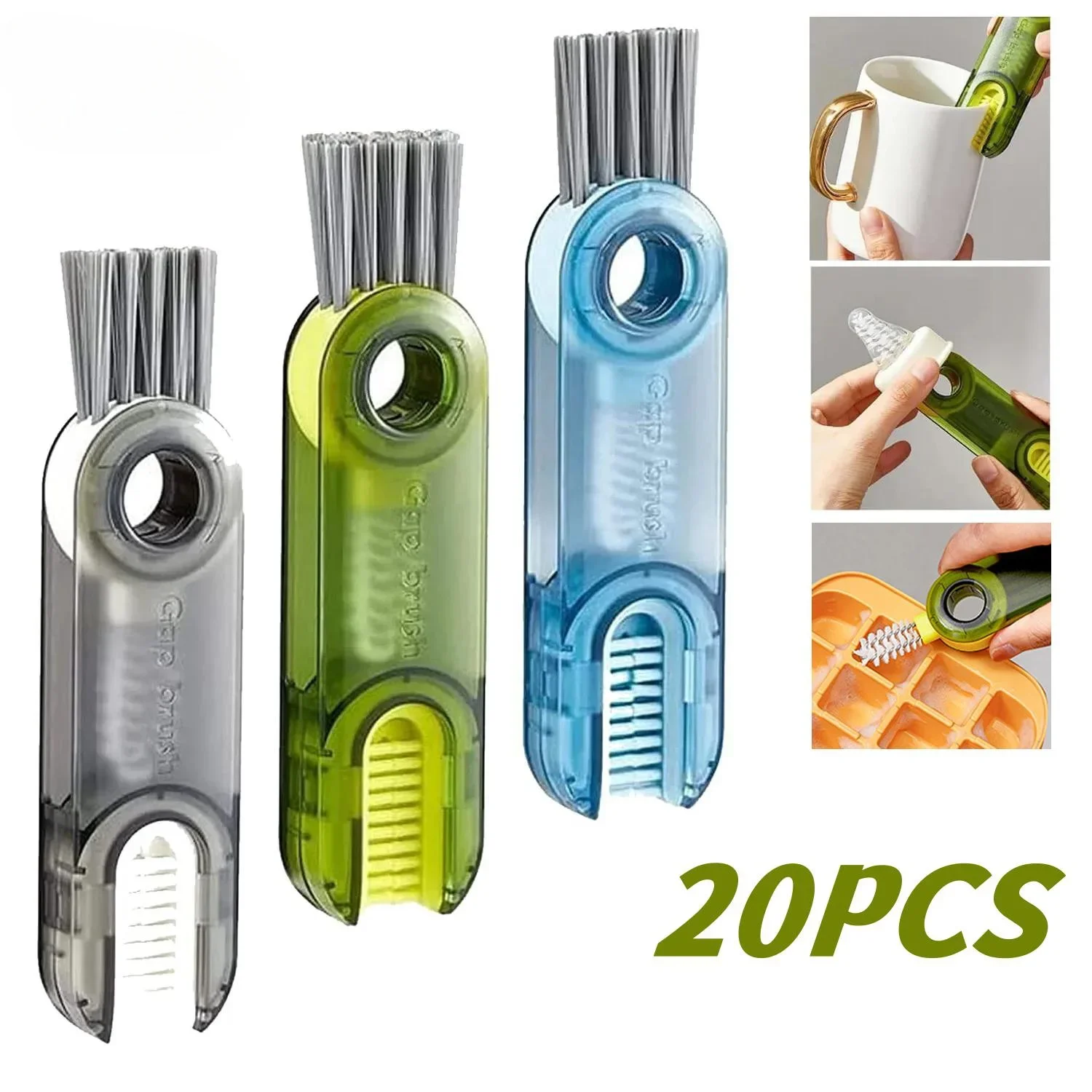 

3 In 1 Multifunctional Cleaning Brush Tiny Bottle Cup Lid Detail Brush Straw Cleaner Tools Household Kitchen Cleaning Tool 2024