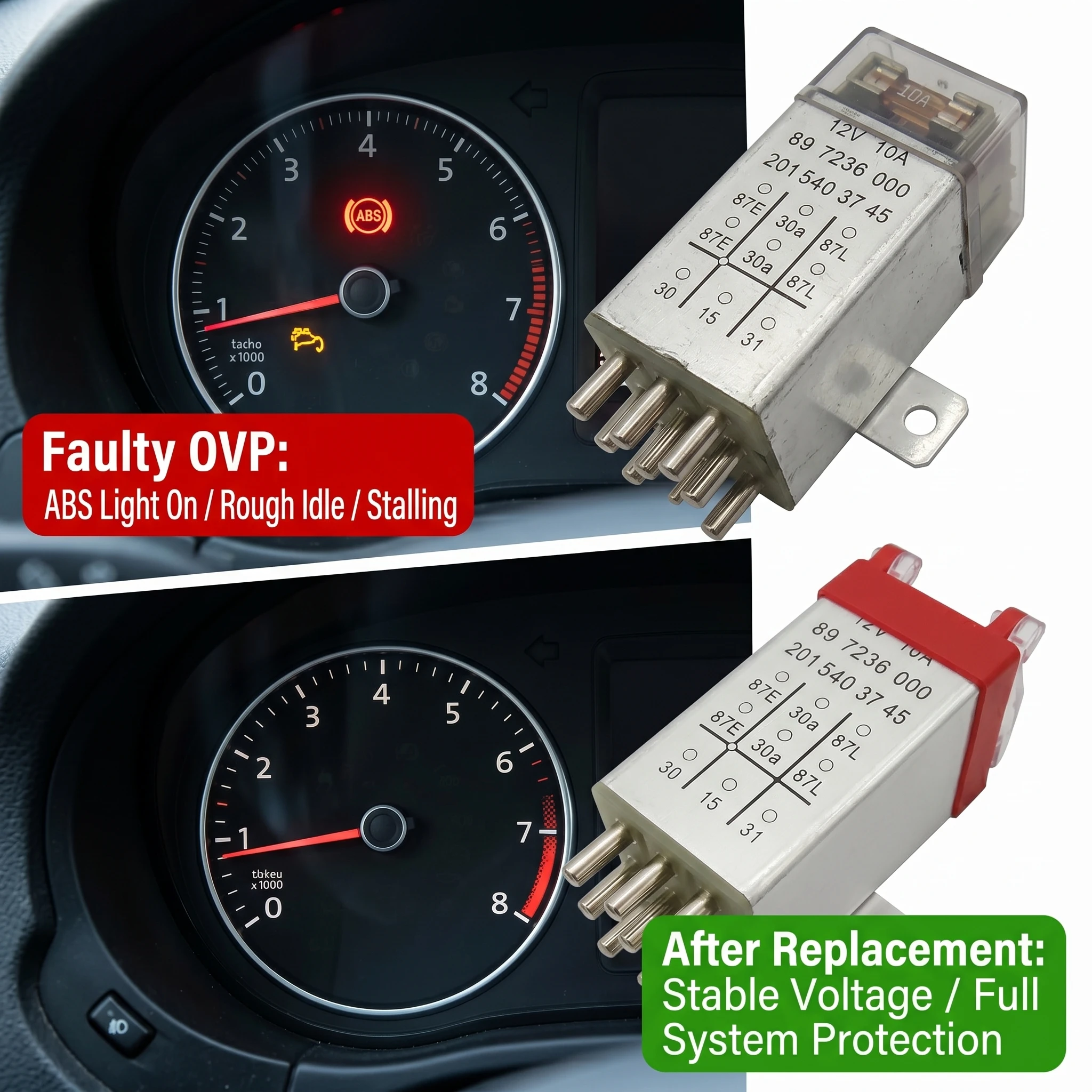 12V 9-Pin Überspannungsschutz OVP-Relais 10A Sicherung für Mercedes Benz W124 W201 W126 R107 R129 190E E300 300E Teil 2015403745 – Detail 3