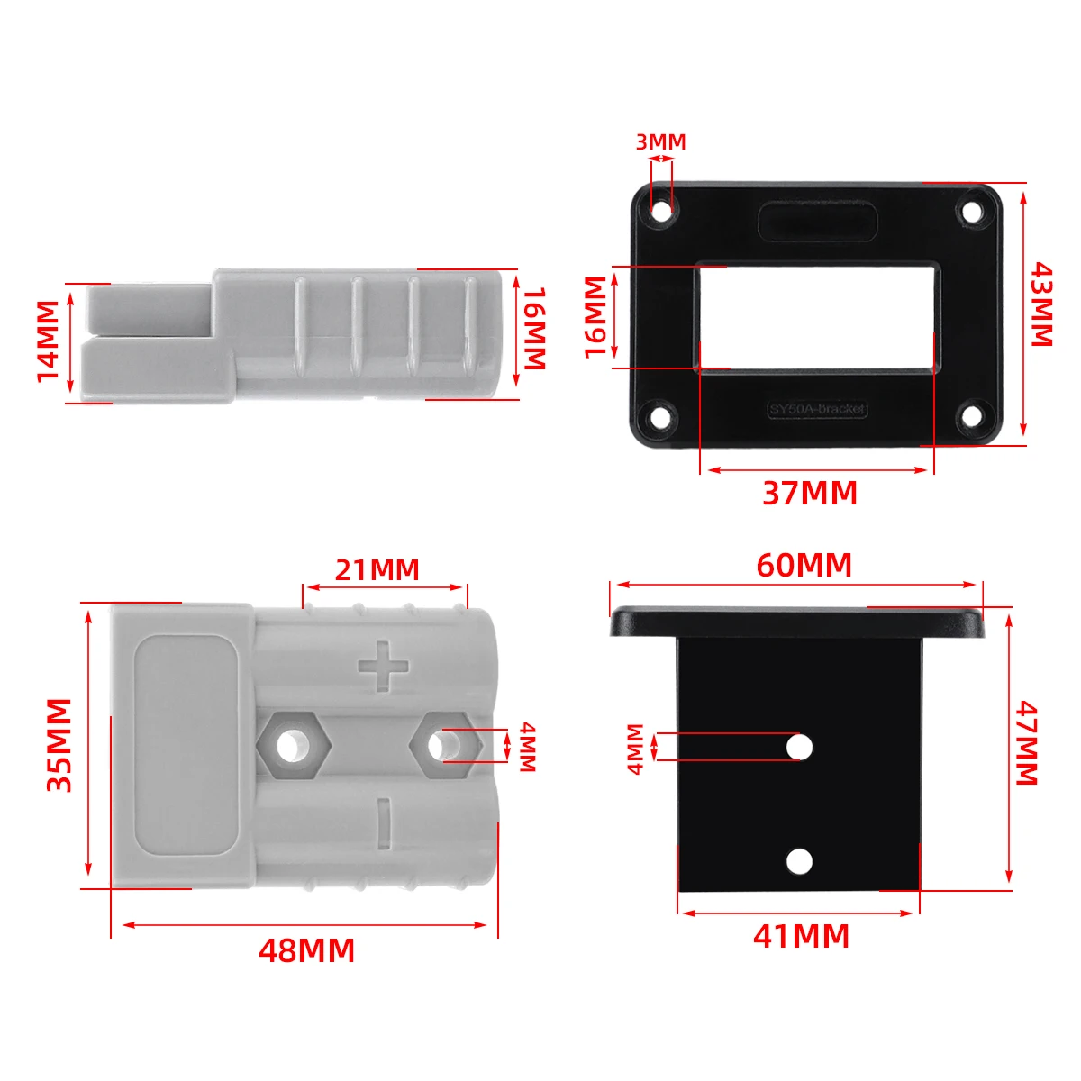 4PCS 50Amp Battery  Connect/Disconnect Connector,6 to 12 Gauge Battery Cable Connector, Wire Harness Plug Kit 12 to 36V