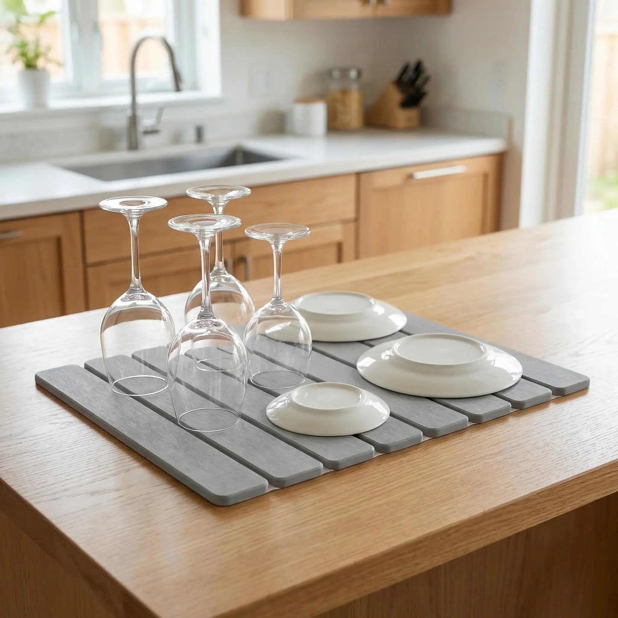

Diatom Mud Dish Drying Mat Kitchen Counter Absorbent Foldable Quick Dry Heat Resistant Counter Dish Rack Mat Dry Pad for Dishes