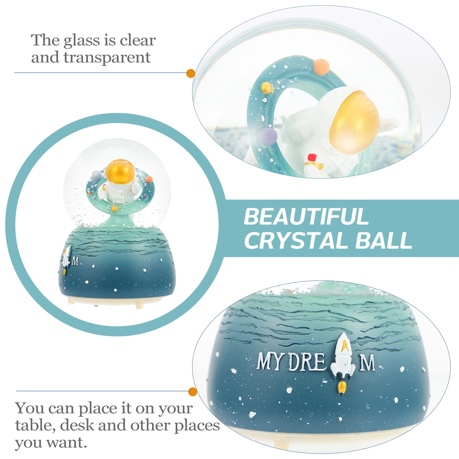 

Music Box Crystal Ball Birthday Gift Decoration Snowball Tabletop Adornment Glass Resin