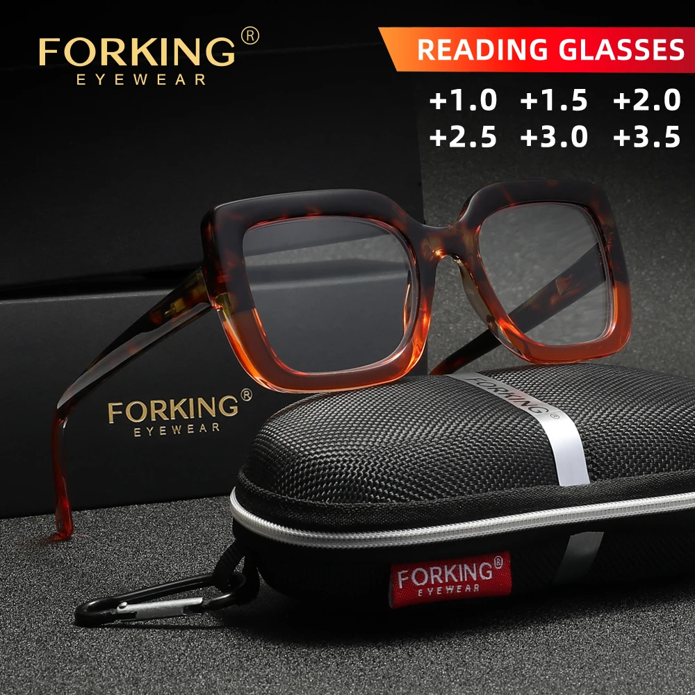 FORKING نظارات للقراءة إطار سميك للرجال النساء طول النظر الشيخوخي نظارات القارئ + 1.0 + 1.5 + 2.0 + 2.5 + 3.0 + 3.5