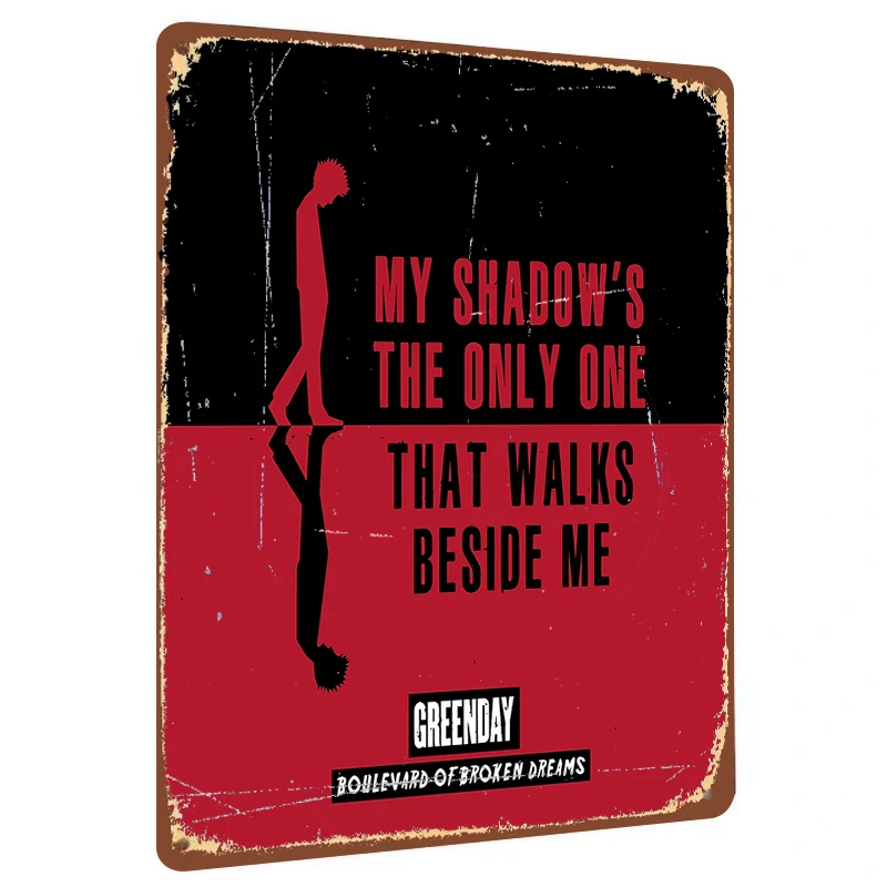 Green Day Boulevard of Broken Dreams Lyrics Metal Wall Art Decor for Music Fans Room Decoration