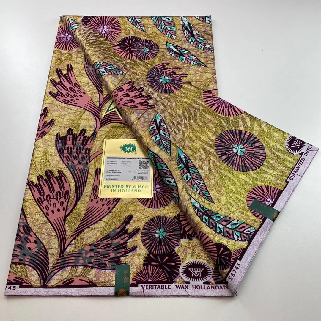 المبيعات الساخنة 100% القطن جديد جراند سوبر الأفريقي الذهبي الشمع النسيج الشمع طباعة أنقرة النسيج 6 ياردة الخياطة النساء فستان الحفلات جديد