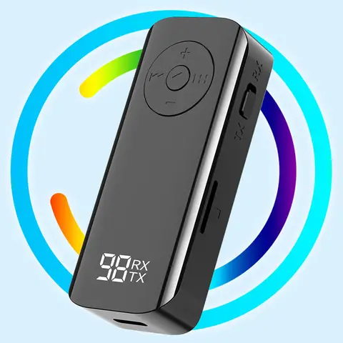 Bluetooth-compatible 5.3 Receiver Wireless 3.5mm AUX Adapter with LED Battery Display for Home Stereo/Wired Headphones/Speaker