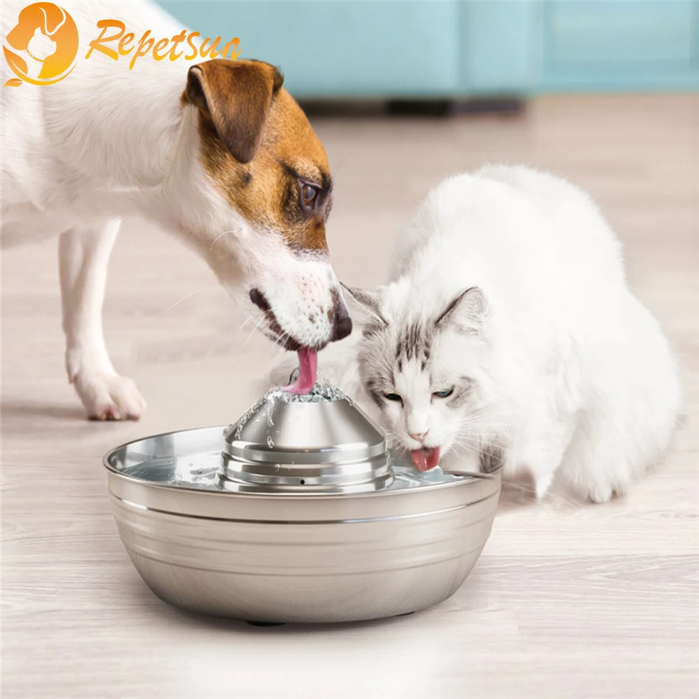 

2L Automatic Pet Water Dispenser Stainless Steel Bowl Feeder Cat Dog Filter Fountain With Sensor Smart Drinking Bowl Pet Supplie