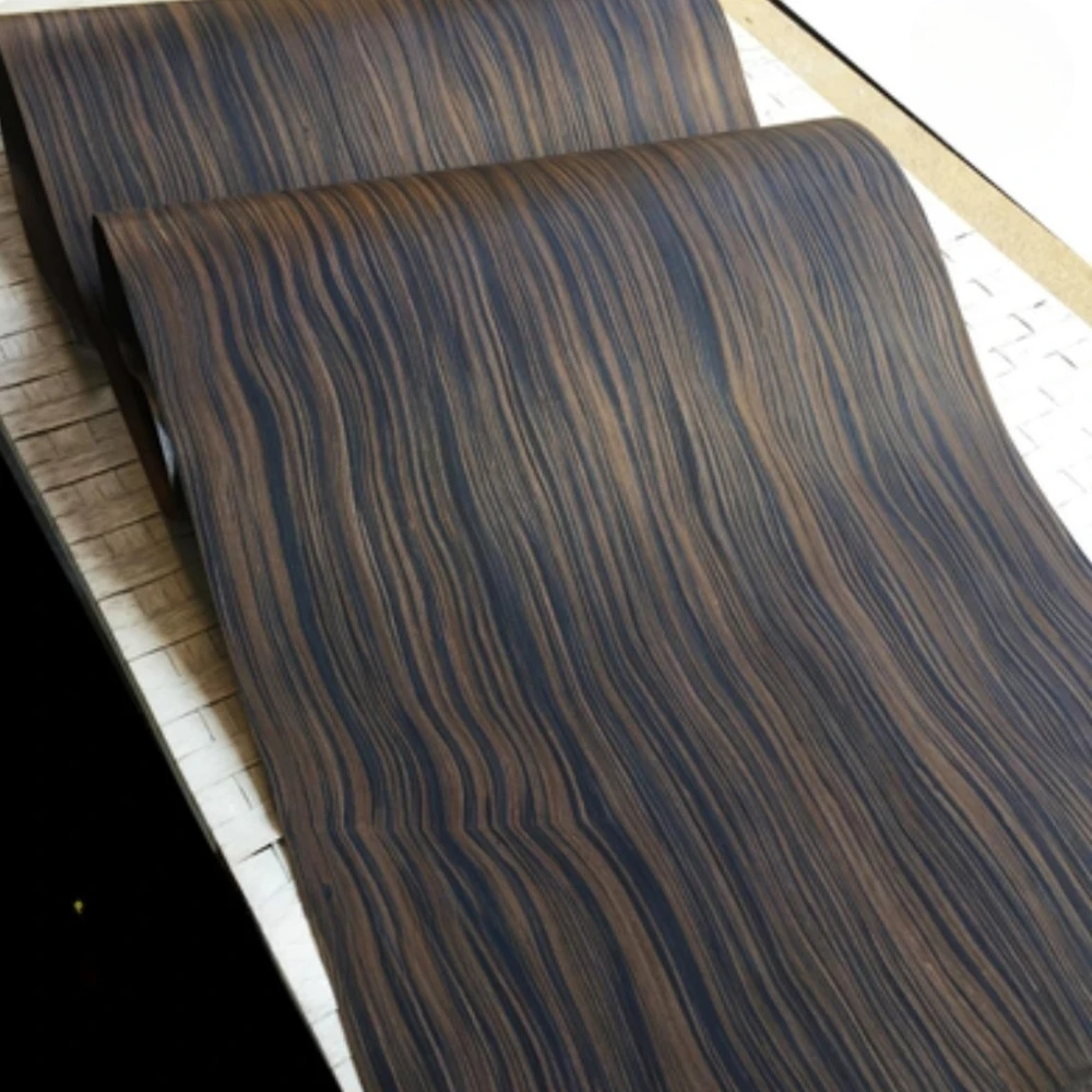 L:2.5meters Width:30-550mm T:0.5mm Tech Wood Veneer Black Sandalwood Root Curved Pattern High end Fashionable Wood Veneer