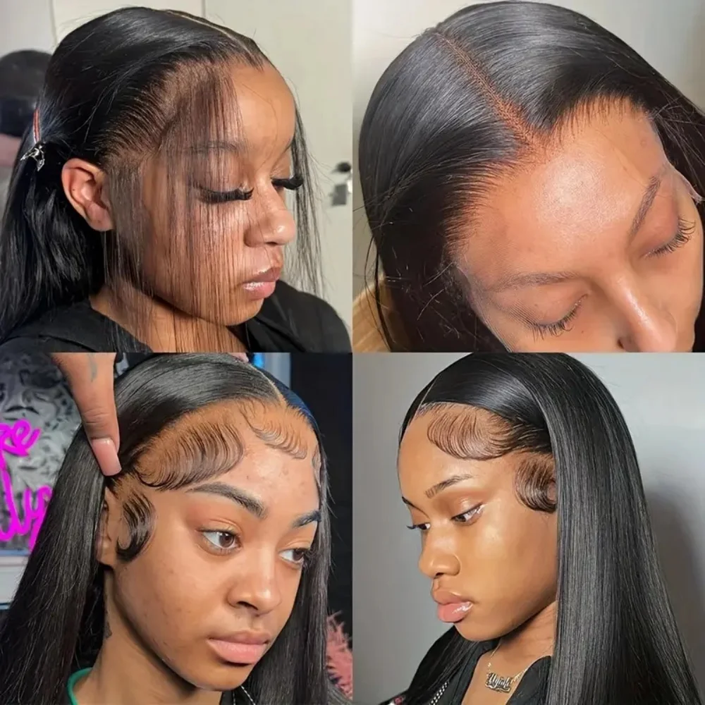 Прямые передние парики на сетке, человеческие волосы плотностью 200%, предварительно выщипанные натуральные черные для женщин, прозрачные натуральные волосы на сетке, фронтальные