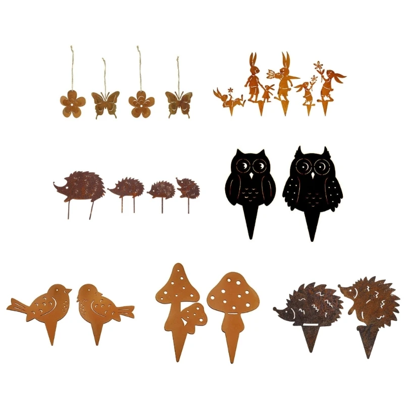 

Garden Decors for Outside Metal Rust Animals Decorative Garden Stakes for Spring