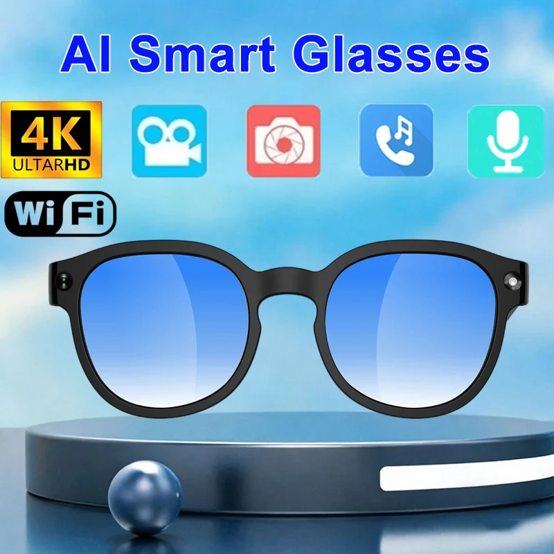 AI Smart Glasses with Camera Video Recording 100+ Languages Translation Mototcycle Sunglasses Bluetooth Call Music Play