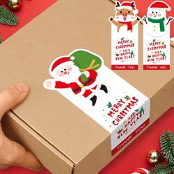 Cute Merry Christmas Stickers 50Pcs 6*13cm Red Santa Claus Gift Decorative Sealing Stickers Packaging Box Labels Christmas Tag